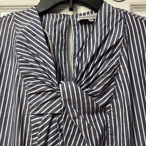 Carven Blue and White Striped Midi Dress